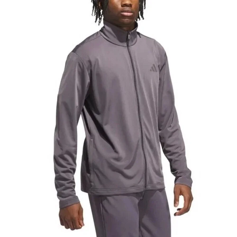 Adidas Men's M Full-Zip Gray/ Purple Long Sleeve Track Jacket  i1778